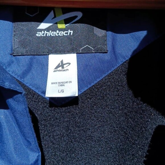 Athletech Men's Large Navy And Black Puffer Down Jacket Large Insulated Fleece - Picture 2 of 6